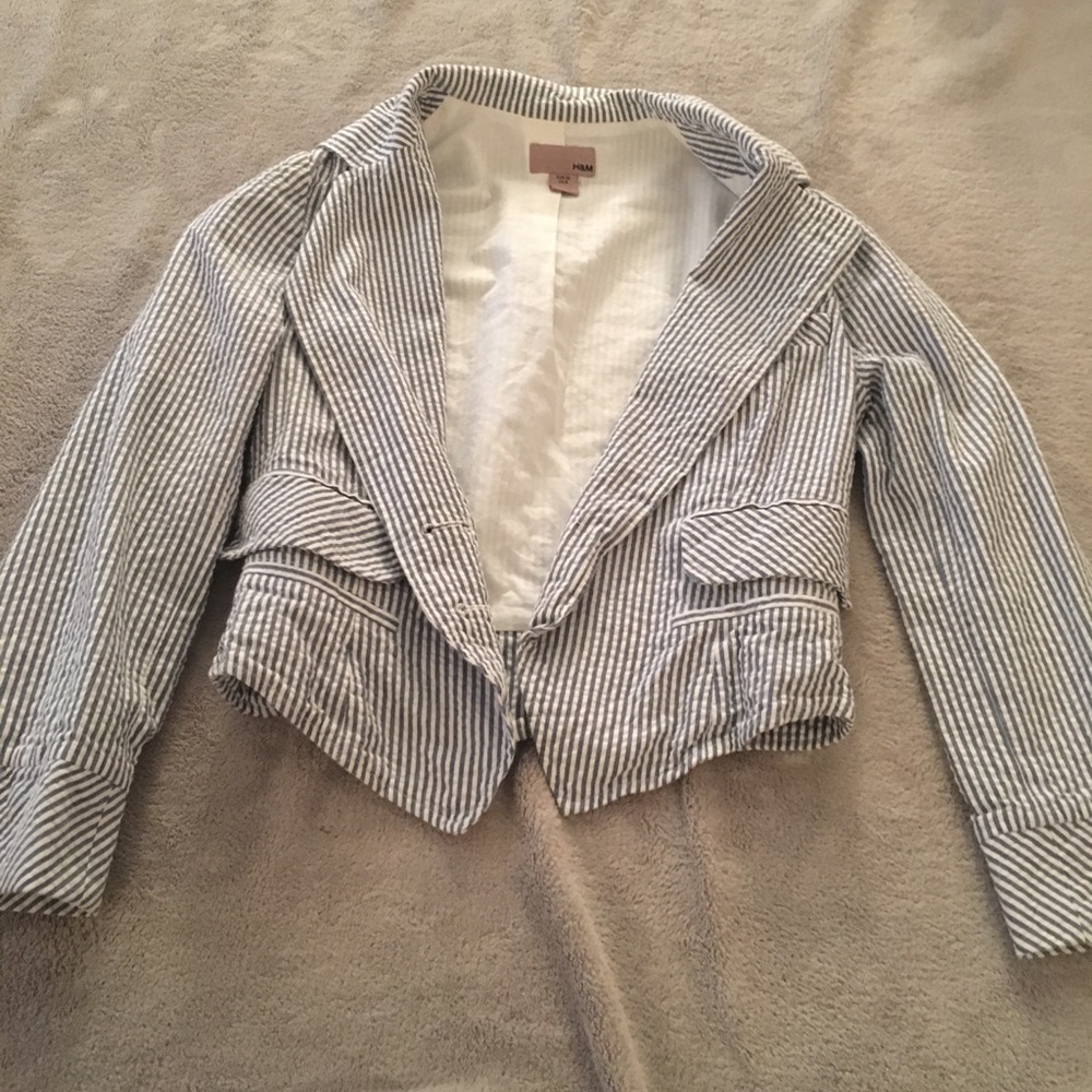 Cute blue and white striped blazer